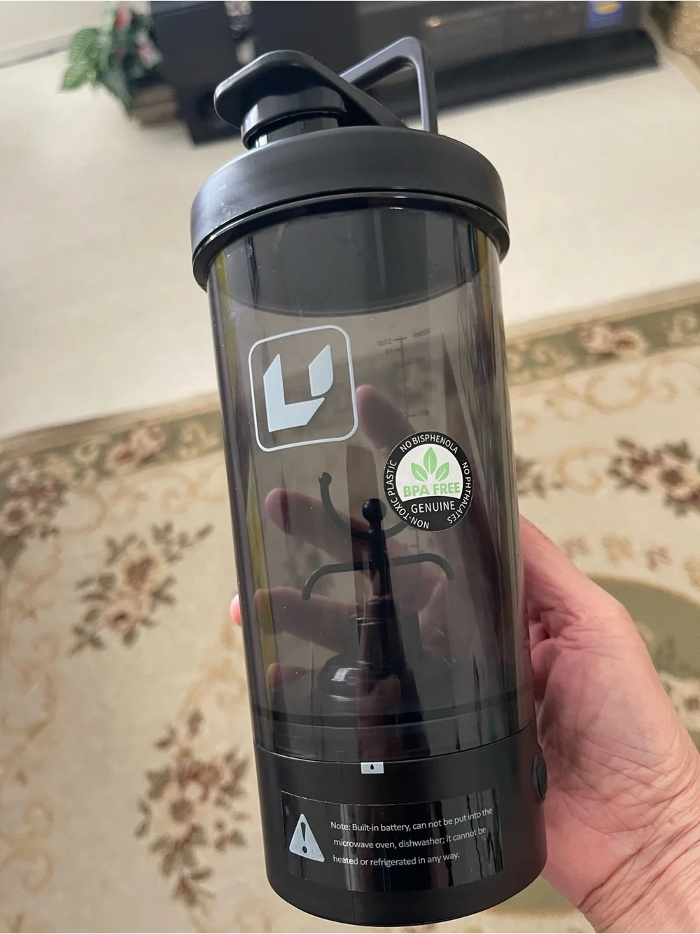 Portable Electric Protein Shaker Bottle - Midnight Black